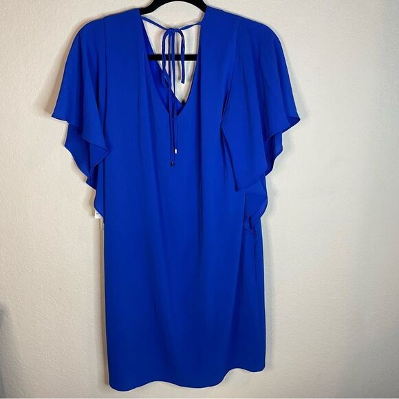 Eliza J NWT Shift V-neck Dress Ruffled Sleeves - Picture 6 of 6
